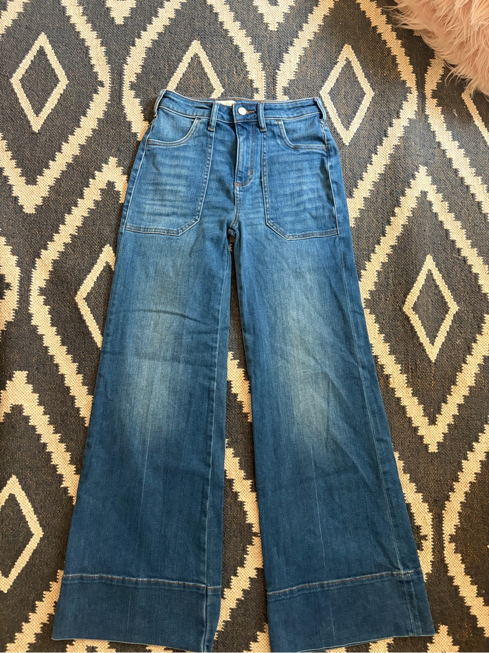 Pilcro Wide-Leg Dark Blue Denim Jeans - Picture 2 of 5